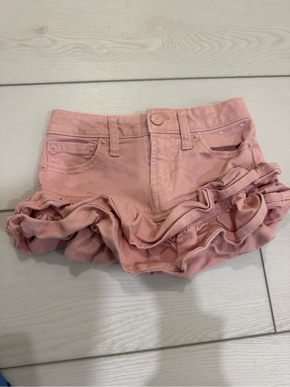 LoveShackFancy x Gap Pink Ruffle Denim Skirt size 5